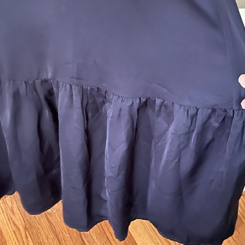 J Crew | Ruffle Hem Sleeveless Maxi Dress Navy Blue Tassels Size XXS